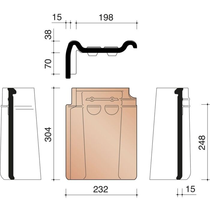 Koramic Stormpan 44 Natuurrood Linker Gevelpan
